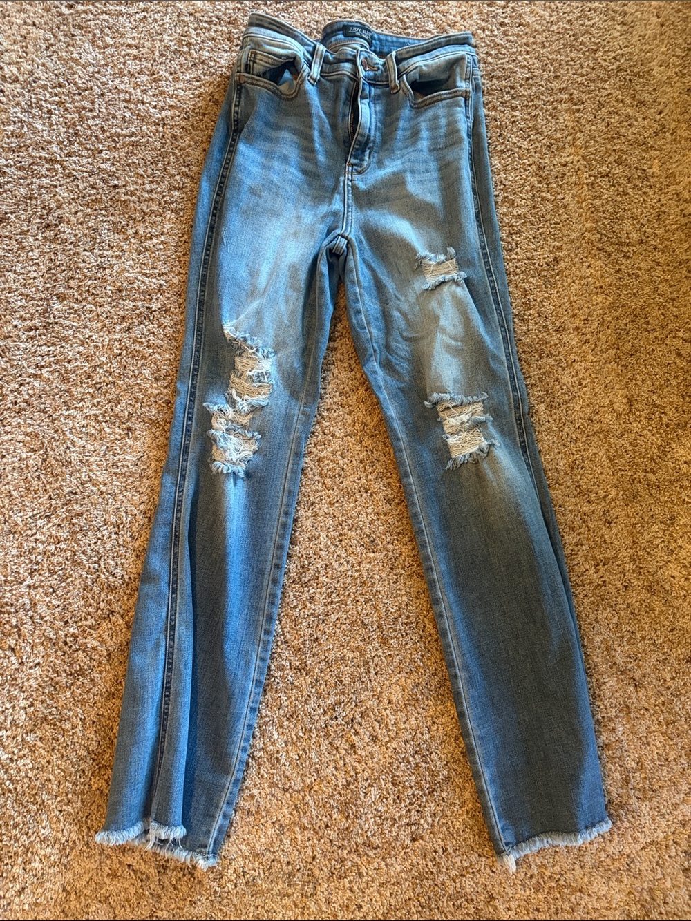 Judy Blue Distressed Light Blue Bootcut Jeans